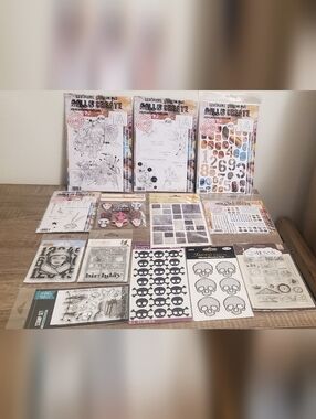 Mixed Bundle Craft Stamps & Stickers and Stenciles Bundle - Black, White, Brown